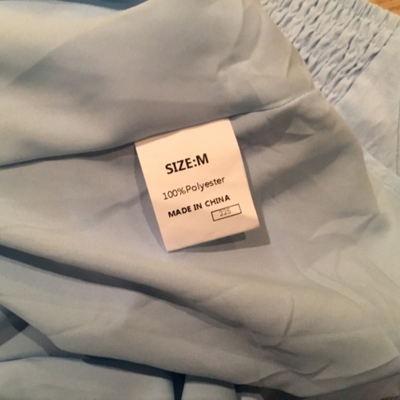 Women’s Sky Blue V Neck Flutter Bell Sleeve Mini Dress - Picture 6 of 6